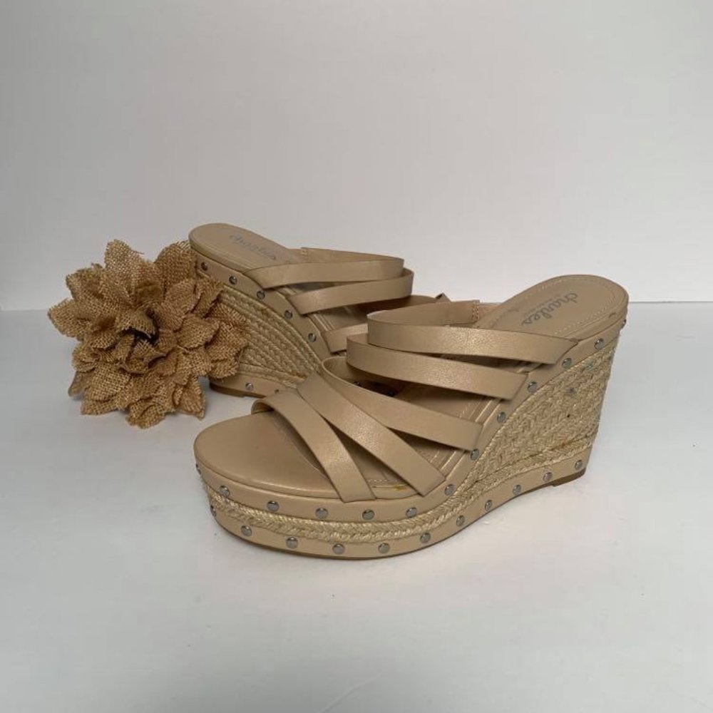 Charles David Tan Strappy Espadrille Wedge Sandals